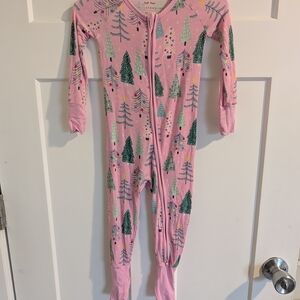 Little Sleepies Pink and Green Tree Print Kids Footie